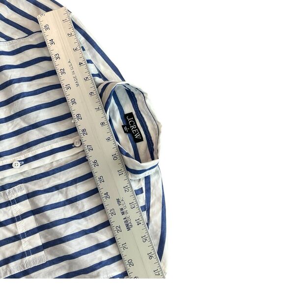 J Crew Shirt WMNS 2 Blue Striped Button Down Garçon Cotton Voile Nautical Preppy - Picture 7 of 14